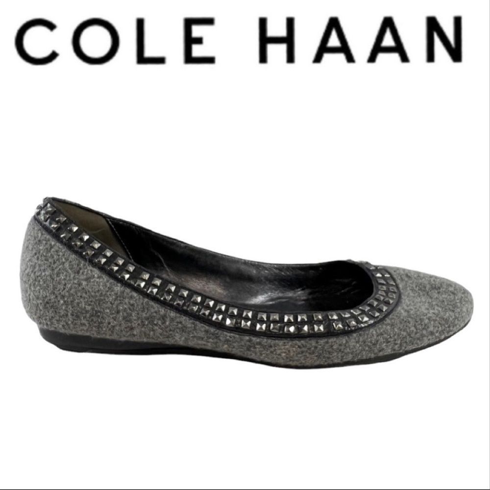 COLE HAAN gray felt silver stud ballet flats SZ 6-6.5